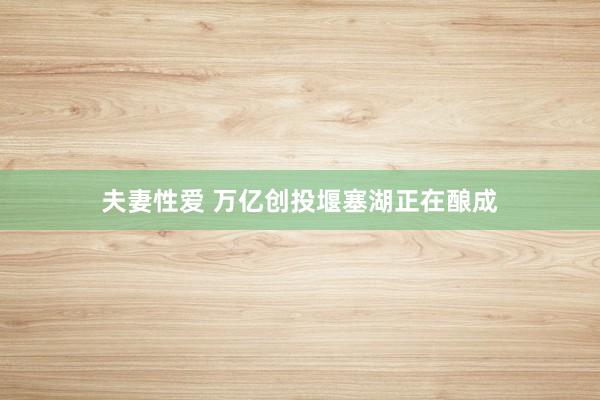 夫妻性爱 万亿创投堰塞湖正在酿成