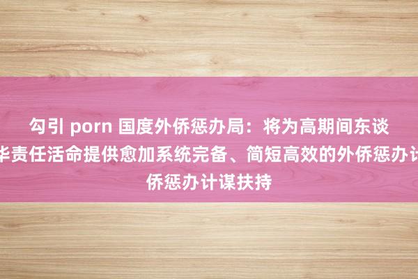 勾引 porn 国度外侨惩办局：将为高期间东谈主才来华责任活命提供愈加系统完备、简短高效的外侨惩办计谋扶持