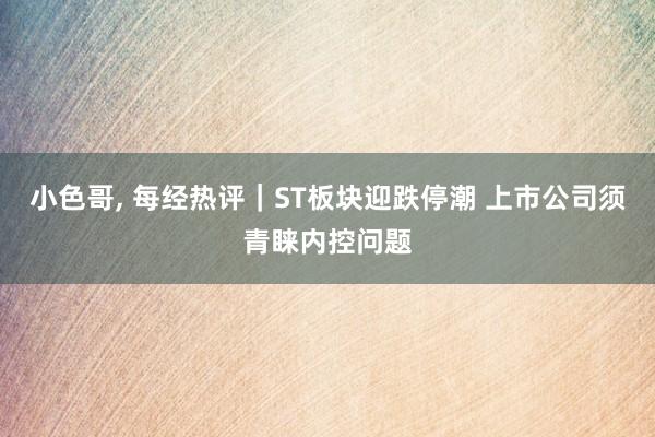 小色哥， 每经热评｜ST板块迎跌停潮 上市公司须青睐内控问题