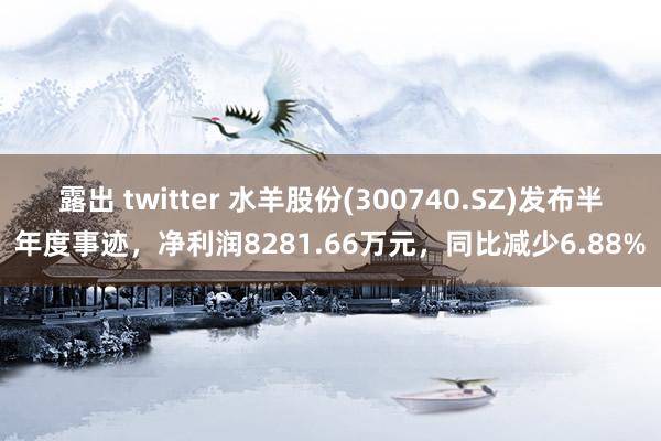 露出 twitter 水羊股份(300740.SZ)发布半年度事迹，净利润8281.66万元，同比减少6.88%
